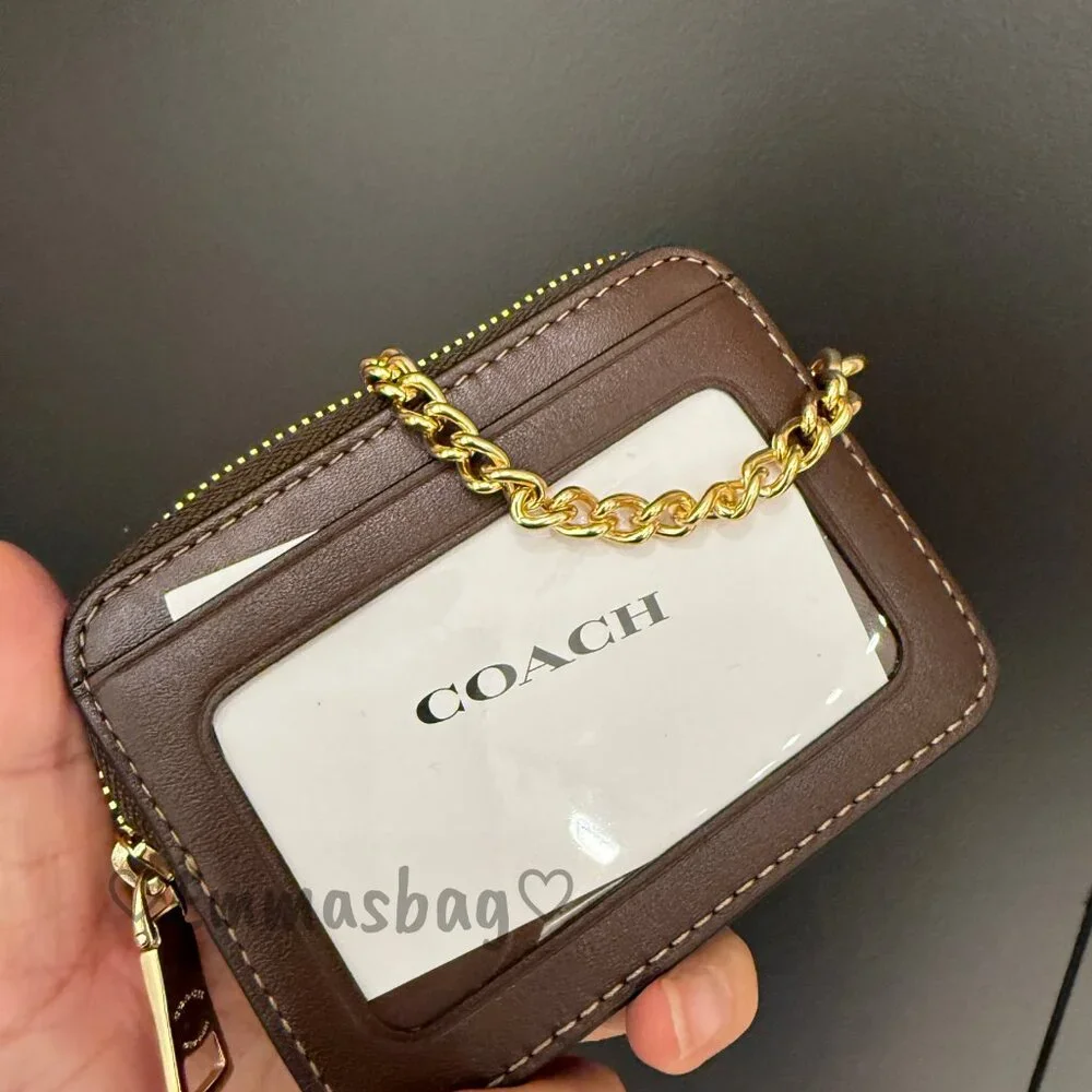 Coach Zip Card Case CCV89 smooth leather/Gold/Maple - Picture 5 of 7